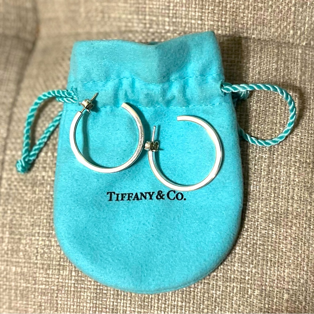 Authentic Tiffany 1837 Medium Hoop Earrings.
